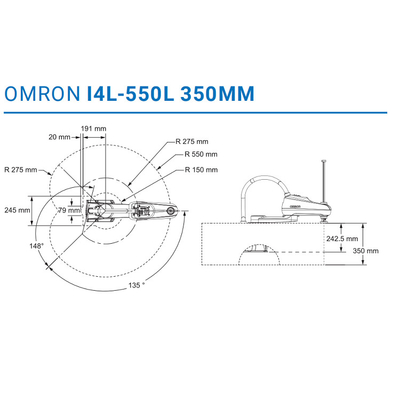 OMRON I4-450L 4 Axis Scara Robot Robot Kecepatan Tinggi Untuk Industri 3C