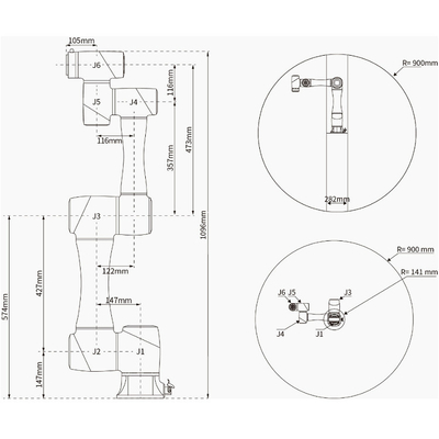 6 Axis Robot Pendidikan DOBOT CR5 5KG Payload 900mm Jangkauan Collaborative Cnc Arm