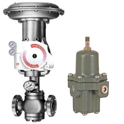 Katup Kontrol Pneumatik Putih Dan Merah Dengan Flowserve Positioner UAS Logix 3200 MD satu