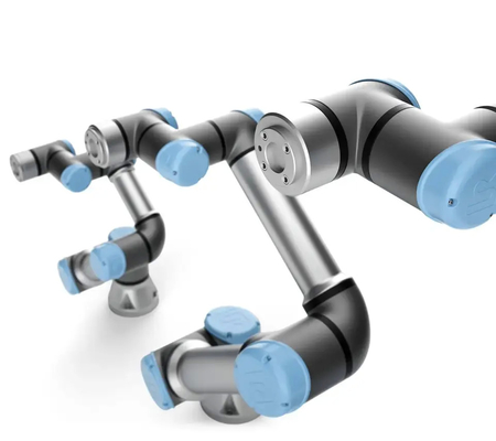 Robot Cobot UR UR10 dengan SMC Electric Gripper 3-Finger Type LEHS Collaborative Robot Untuk Penanganan Palletisasi
