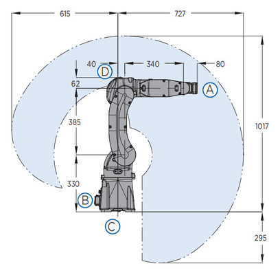 Industri 6 Axis Yaskawa Robot Arm Arc Welding Machine Dan Mig Welding Torch