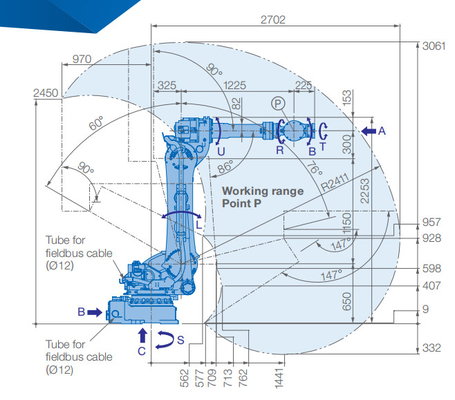 Handling Kuat Yaskawa Robot Arm 180kg High Payload Industrial 6 Axis GP180