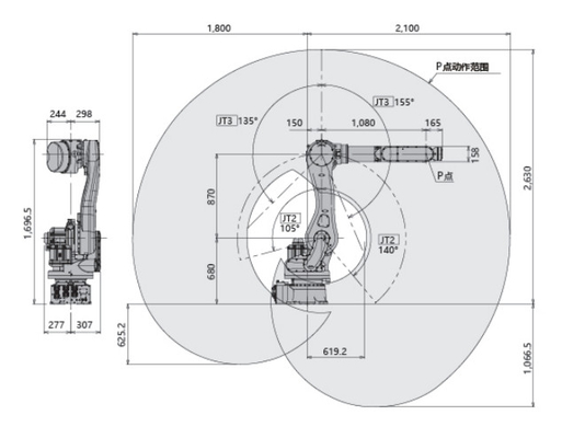 Kawasaki 6 Axis Robot Arm RS080 Dengan Gripper Untuk Penanganan Blanking Feeding Palletizing