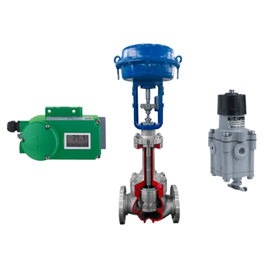 Flow Control Valve Dengan Foxboro SRD998 Valve Positioner Dan Fisher 67CFR Filter Regulator