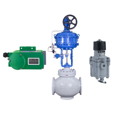 Flow Control Valve Dengan Foxboro SRD998 Valve Positioner Dan Fisher 67CFR Filter Regulator