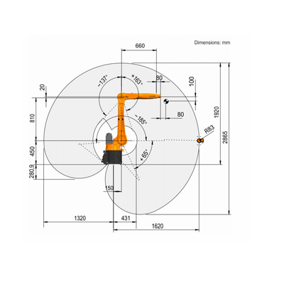 Kuka Industrial Robotic 6 Axis KR 8 R1620 Dengan CNGBS Robot Guide Rail Untuk Otomasi Penanganan