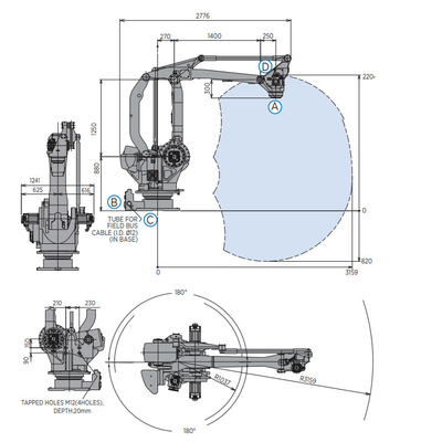 Robot Industri YASKAWA MPL160II Dengan Lengan Robotik Dengan Beban 160KG Untuk Palletizing