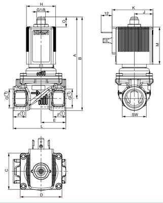 2/2 Berjalan Burkert Kuningan Solenoid Valve 6281 Dengan 24DVC suhu tinggi tahan 2/2-Way Diaphragm