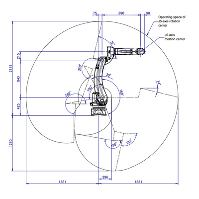 6 Axis Industrial Fanuc Robot Arm M-20iD/25 Dengan CNGBS Robot Positioner Untuk Las
