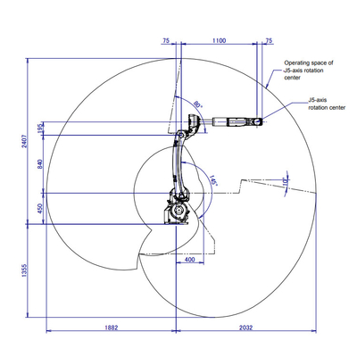 M-10iD/8L Fanuc Robot Arm Dengan 2032MM Jangkauan 6 Axis Robot Arm Dengan CNGBS Dressing Pack Untuk Pengelasan