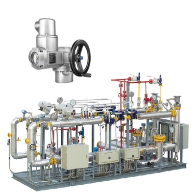 Saluran pemutar katup Skid dengan aktuator katup listrik Auma SO SOR aktuator listrik