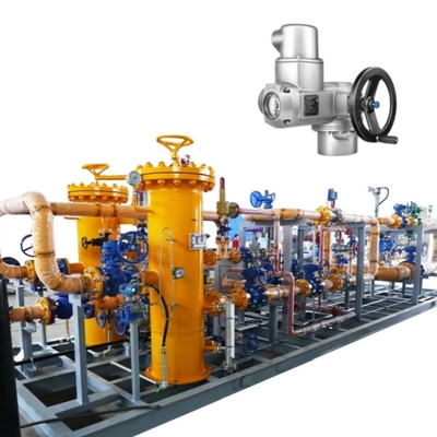 Saluran pemutar katup Skid dengan aktuator katup listrik Auma SO SOR aktuator listrik