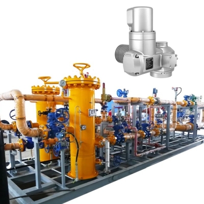 Tekanan/aliran Kontrol Skid dilengkapi dengan SAR 07.2/SAR 16.2 aktuator listrik Auma dan unit kontrol AC/AM