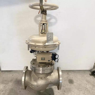 Samson 3241 Globe Control Valve dari ANSI 300 Kelas Tekanan Rating dan stainless steel untuk katup dengan ASCO Solenoid Valve