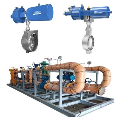Tekanan dan aliran kontrol skid menampilkan Samson 43 Seri Pneumatic Klep Kupu-kupu Bersama dengan 3730 Klep Positioner