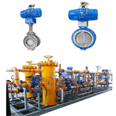 Tekanan dan aliran kontrol skid menampilkan Samson 43 Seri Pneumatic Klep Kupu-kupu Bersama dengan 3730 Klep Positioner