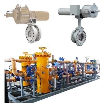 Tekanan dan aliran kontrol skid menampilkan Samson 43 Seri Pneumatic Klep Kupu-kupu Bersama dengan 3730 Klep Positioner
