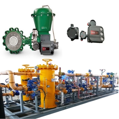 Klep Kontrol Aliran Skid Dengan EMERSON Fisher A11 Klep Kupu-kupu 2052 Aktuator DVC6200 Positioner 67CF Regulator Tegangan