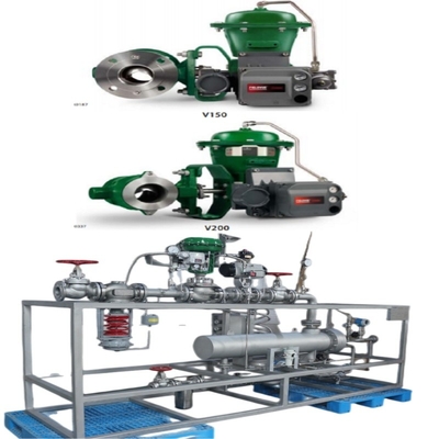 Katup Kontrol Aliran Skid dengan Fisher Vee-Ball V150/V200/V300 katup kontrol 2052 aktuator DVC6200 Positioner