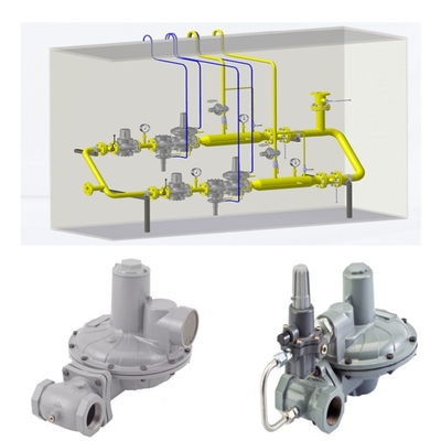 Pengurangan Tekanan Regulasi Skids Dengan Emerson Fisher CS800 Seri Regulator WIKA Pressure Gauge