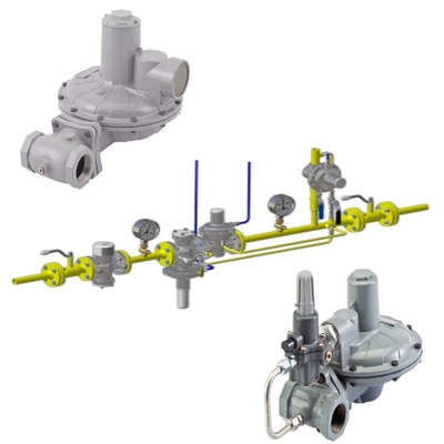 Pengurangan Tekanan Regulasi Skids Dengan Emerson Fisher CS800 Seri Regulator WIKA Pressure Gauge