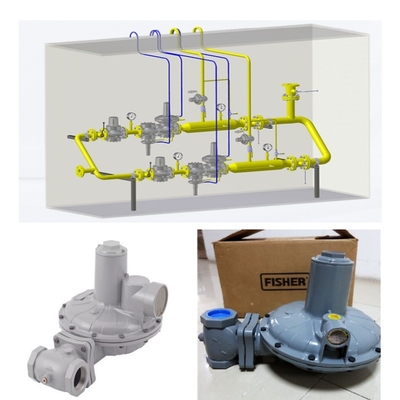 Pengurangan Tekanan Regulasi Skids Dengan Emerson Fisher CS800 Seri Regulator WIKA Pressure Gauge