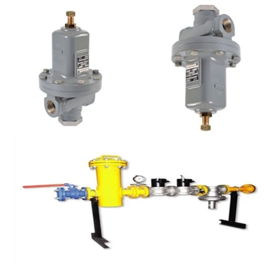 Skid katup gas alam yang dilengkapi dengan regulator tekanan seri Emerson Fisher MR95/MR95L/MR95H dan WIKA Pressure Gauge