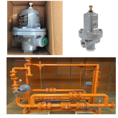 Skid katup gas alam yang dilengkapi dengan regulator tekanan seri Emerson Fisher MR95/MR95L/MR95H dan WIKA Pressure Gauge