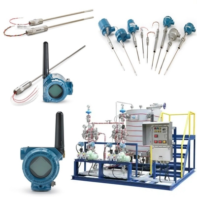 Skid Dipasang Dengan Sensor Suhu Rosemount 214C Dan EMERSON 148 248 644 648 Transmitter 114C Thermowell
