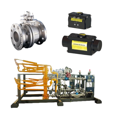Floating KTM EB1 OM-2 Ball Valves Keystone Powered Actuator Fisher DVC6200 HC Single Acting Positioner untuk Skid Mounted