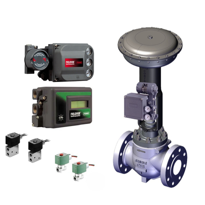 Pneumatic Control Valve VRG Linear Control Valve Fisher DVC6200 Positioner Controller Asco Solenoid Valve untuk gas alam