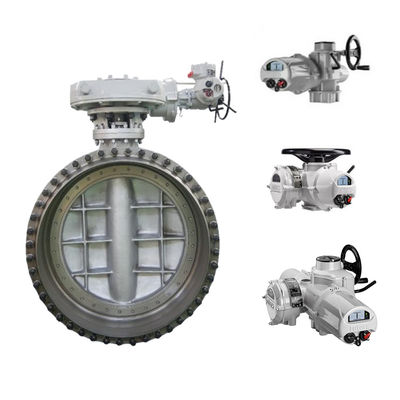Katup kupu-kupu diameter besar merek Cina dengan aktuator elektrik Rotork IQ3 dan Kotak Gigi IB