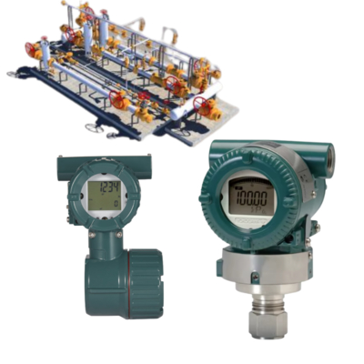Sistem skid switch katup, dilengkapi dengan Yokogawa VY series vortex flowmeters dan Eja210e, Eja430e, Eja438e, dan Eja530e pressure transmitters