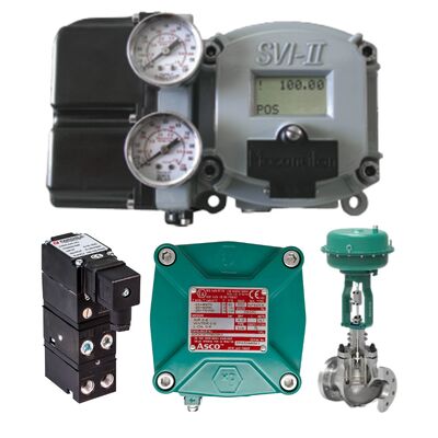 Masoneilan SVI2 AP/SVI 2 Series SVI2AP-21113121 intelligent valve positioner dan sensor tekanan Rotork Fairchild T6000 + katup solenoid ACSO, suku cadang asli, tersedia.