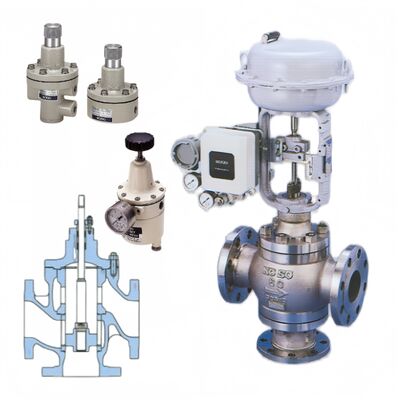 KOSO 521F 522F 3 Way Diverting Mixing Globe Valves 500A 520A Top Guided Single Seated Angle Valves