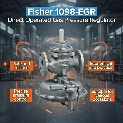 Fisher 1098-EGR Pengatur Tekanan Gas yang Dioperasikan Pilot dengan Kapasitas Aliran Tinggi dan Tekanan Outlet yang Bisa Disesuaikan