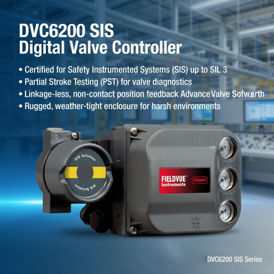 Original Fisher FIELDVUE DVC6200 SIS Safety Instrumented System Digital Valve Controller Stock Supplier