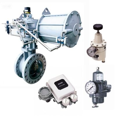 KOSO 730E 732E Triple Eksentrik Performance Butterfly Valve Dengan Fisher 67CFR KOSO PRF300 Regulator