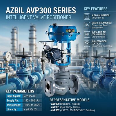 Azbil AVP307 Digital Valve Positioner dengan Komunikasi HART 4-20 mA DC Input dan IP65 Enclosure