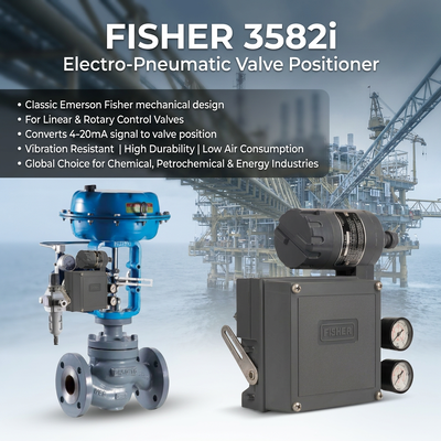 Pengatur Posisi Katup Elektro-pneumatik E-merson F-isher 3582i Asli dengan Konverter 582i 4-20mA