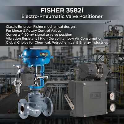 F-isher 3582i Mechanical Electro Pneumatic Valve Positioner OEM Single Acting Control Valves Mesin pengontrol alat pengontrol