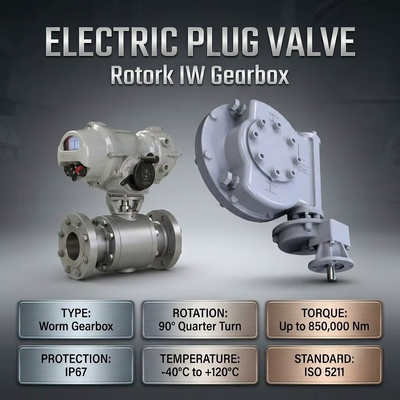 Gearbox Putaran Seperempat Rotork Seri IW5 IR1 Worm Gearbox Katup Bola Listrik Katup Steker Katup Kupu-kupu