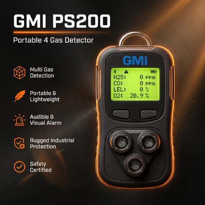 GMI PS200 PS500 Portable Multi Gas Detector 4 Gas Monitor Instrumen Deteksi Gas Keselamatan Pribadi