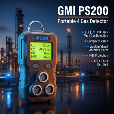 GMI PS200 PS500 Monitor Gas Pribadi Portabel 4 Sensor Gas Deteksi Keamanan Gas Minyak Detektor Gas