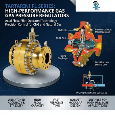 Emer-son Tartarini FL Series Pilot dioperasikan tekanan gas pengurangan katup distribusi gas alam regulator tekanan gas