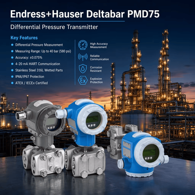 Sensor Tekanan Diferensial Cerdas Endress Hauser Deltabar PMD75 4-20 mA HART Pemancar Tekanan Diferensial