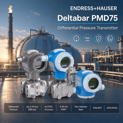 Endress+Hauser Deltabar PMD75 HART 4-20mA Sensor Tekanan Instrumen Proses Transmitter Tekanan Diferensial E+H
