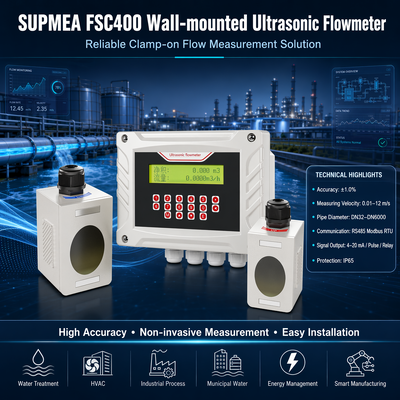 Supmea FSC400 Meter Alir Ultrasonik Jepit Dinding Waktu Transit Meter Alir Cair Digital