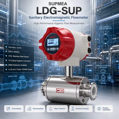 Supmea LDG-SUP LDG-SUP-A100 Grade Food Electromagnetic Flowmeter Beverage Dairy Magnetic Flow Meter