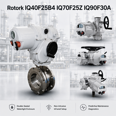 Aktuator Elektrik Cerdas Rotork IQ40F25B4 IQ70F25Z IQ90F30A 1000-2000Nm IP68 Pengontrol Katup Kupu-kupu Bermotor
